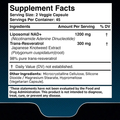 NAD 1500 + RESVERATROL | VITAMINA ANTIENVEJECIMIENTO
