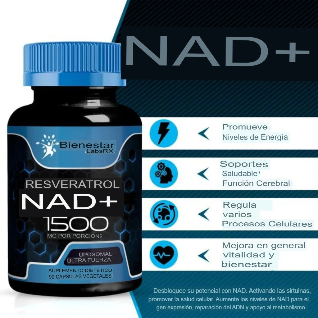 NAD 1500 + RESVERATROL | VITAMINA ANTIENVEJECIMIENTO